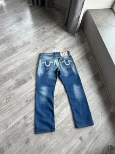 True Religion Azul Y2K Denim Ancho Bobby Big QT Jeans Talla: 33 - Imagen 1 de 14