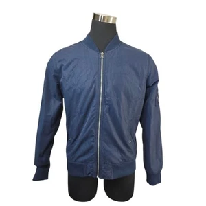 Abercrombie & Fitch Mens Nylon Flight Bomber Jacket Blue Size Large - Picture 1 of 10