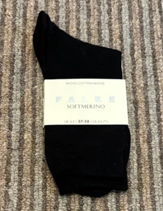 Falke Womens SoftMerino Socks Merino Wool & Cotton 37-38 EU 4-5 Uk BNWT Black - Picture 1 of 6