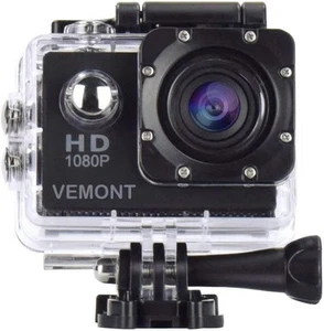 VEMONT Action Camera, 1080P 12MP Sports Camera Full HD 2.0 Inch Action Cam 30m - Picture 1 of 8