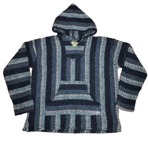 Baja Joe Sudadera con Capucha Mexicana Unisex M Gris Rojo Rayas Pullover Bolsillo Tierra Trapo - Imagen 1 de 8