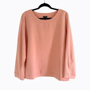 Talbots Peach Quilted Sweatshirt Cotton Casual Comfy Activewear Loungewear Sz 2X - Picture 1 of 6