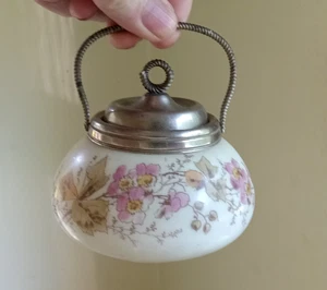 1890s C.F.MONROE WAVE CREST OPAL ART GLASS SUGAR BOWL W/ORIGINAL LID & HANDLE - Picture 1 of 8