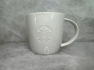 RARE Starbucks 2010 Embossed White Mermaid Siren Coffee Cup Mug 12oz "T" Handle - Picture 1 of 9