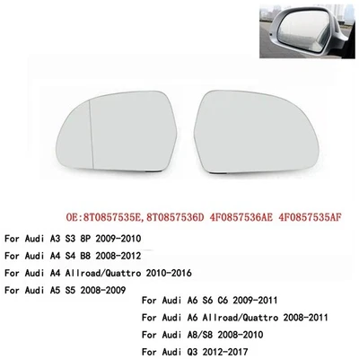 Espejo retrovisor izquierdo derecho cristal audi a3 s3 q3 a4 s4 a6 s6 2008-2017 Foto 1 de 4