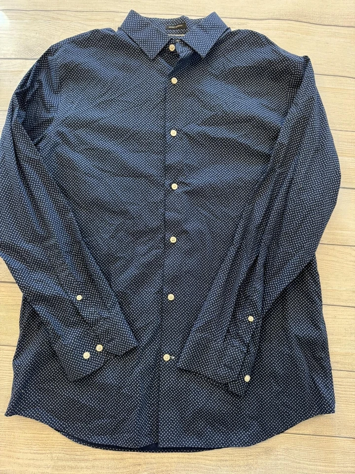 Camisa Banana Republic Para Hombres XL Azul Grant Calce Ajustado Algodón Sin Hierro Con Botones Foto 1 de 4