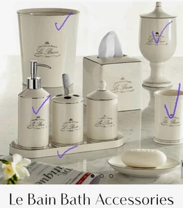 5 piece Kassatex LE BAIN Porcelain Bathroom Accessories Set White Retail $160 - Picture 1 of 6