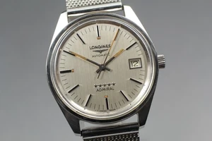 [Exc+5] Reloj Longines Admiral Five Star 35 mm esfera plateada fecha automático para hombre - Imagen 1 de 11