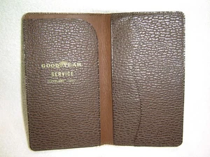 Cartera alta con soporte para documentos de servicio Goodyear de cuero genuino vintage Cleveland - Imagen 1 de 4