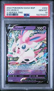 2022 POKEMON SWSH BLACK STAR PROMO V HEROES TINS #202 SYLVEON V PSA 10 - Picture 1 of 1