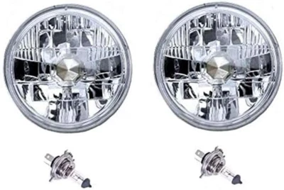 Octane Lighting 7" Crystal Clear Halogen Headlight Diamond Headlamp 12V 60/55W H - Image 1 of 4