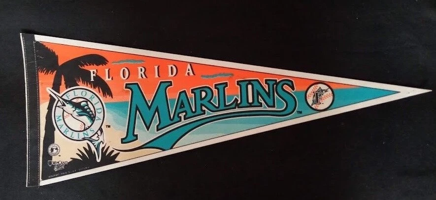 Vintage MLB Florida Marlins Felt Banner Baseball Early 1990’s 12 x 30 - Image 1 of 2