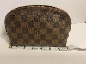 Louis Vuitton Cosmetic Pouch Brown Canvas Authentic - Picture 1 of 12