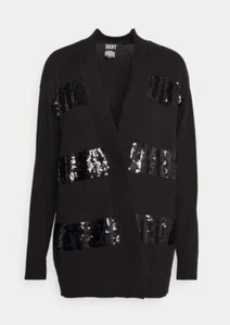 New DKNY Women’s Sequin-Stripe Long-Sleeve Cardigan Size XS - Picture 1 of 4