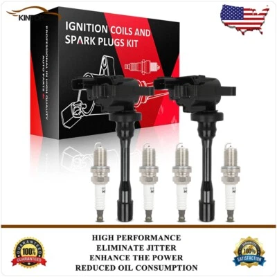 2 Ignition Coils & 4 Spark Plugs Kit For Mitsubishi Lancer 2002-2007 2.0L L4 - Image 1 of 4