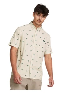 Under Armour 1376577 UA Men's DOCKSIDE Silt Tan Fish Lure Short Sleeve Shirt - Picture 1 of 3