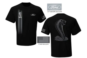 MUSTANG FORD COBRA RACING STRIPES T-SHIRT - BLACK OFFICIAL LICENSED 2XL - Picture 1 of 4