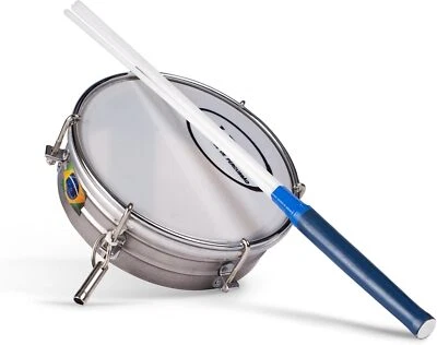 6" Chrome Drum Sticks with Beater Tamborim Samba Brazilian Musical Instrument - Image 1 of 2