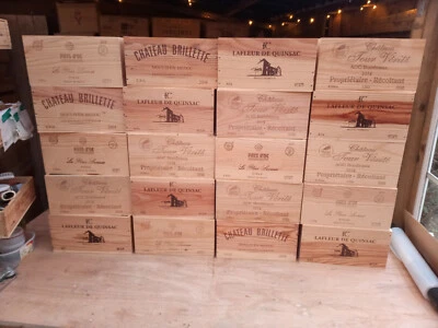Wooden Wine Box Crate ~ CLEARANCE BOXES ~ 6 bottle. French, Storage, Office, CD - Image 1 of 4