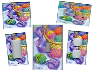 EASTER EGGS WITH BASKET EASTER HOME WALL DECOR LIGHT SWITCH PLATES AND OUTLETS - Picture 1 of 30