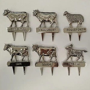 Cheese Markers ~ Set of 6 Silver Plated Metal by Silea - Picture 1 of 14