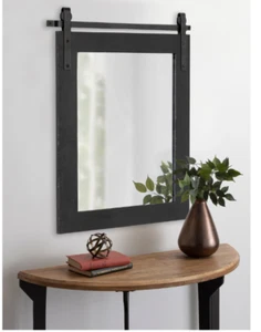 Rustic Farmhouse Wall Mirror Bathroom Vanity Barn Door Distressed Cottage Black - Picture 1 of 10