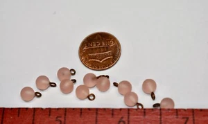 12 tiny frosted CHAMPAGNE PINK TEENY GLASS MARBLES SMALL BUTTONS  BEADS DOLL - Picture 1 of 1