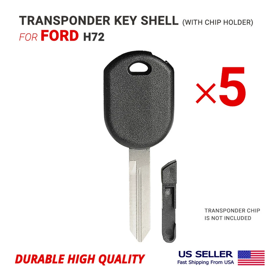  5x NEW Transponder Key Shell Case With Blade for Ford H72 H75 With Chip Holder - Image 1 of 2