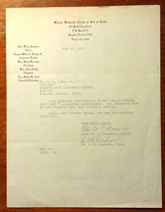 Head of Church of God in Christ Bishop Melton Sconiers (1926-1986) Letter Signed - Picture 1 of 3