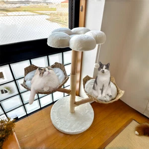 Albero per gatti in legno grande multipiano torre arrampicata stabile con aste in sisal tiragraffi - Foto 1 di 25