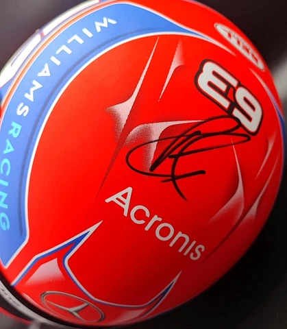 F1, FORMULA 1 GEORGE RUSSELL signed 1/2 BELL mini helmet WILLIAMS 2021 Cover
