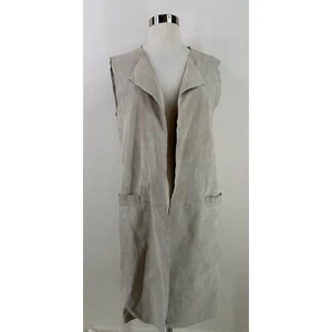 Gilet MNG in vera pelle linea lunga oversize aperto davanti taglia XS - Foto 1 di 9