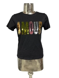 Camiseta Top QED LONDON Mujer NUEVA Talla UK S 8 Negra Algodón Lentejuelas EU36 RRP £35 - Imagen 1 de 13