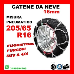 CATENE DA NEVE PER FURGONI E SUV OMOLOGATE 16MM MISURA 205/65 R16 - LFSL225 - Imagen 1 de 1