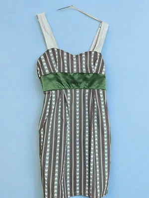 Vestido Corazón Seda Vintage con Bolsillos y Faja Verde Talla Pequeña/S Vacaciones Foto 1 de 4