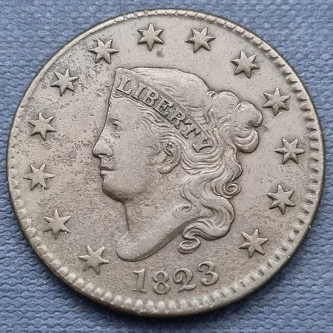 1823 Large Cent Coronet Head One Cent 1c High Grade XF - AU #38634 Cover