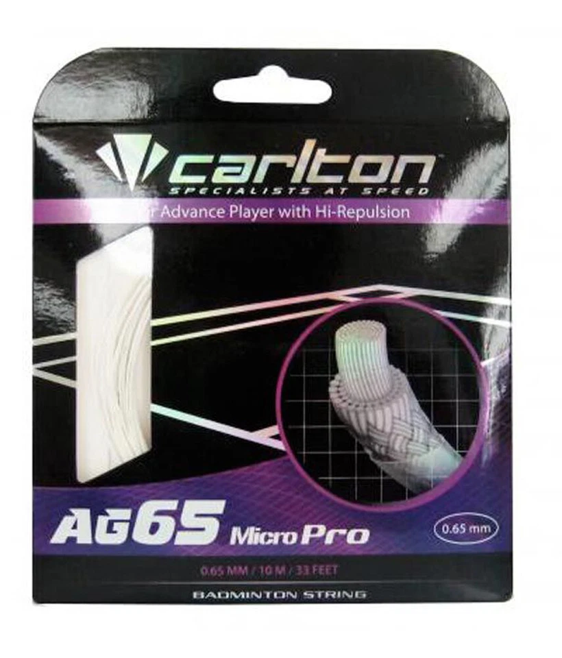 JUEGO DE CUERDAS DE BÁDMINTON MICRO PRO CARLTON AG65 (.65MM, 10 METROS) BLANCO NUEVO Foto 1 de 1