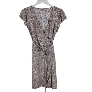 Aerie Short Sleeve Wrap Dress  Womens Size Medium Floral Black Orange - Picture 1 of 5