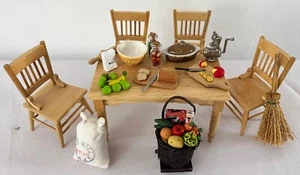 Vintage Dolls House Kitchen Table with Food Accessories - Picture 1 of 6
