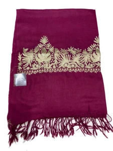 Bufanda de lana pura, estola bordada para mujer, envoltura para niña, bufanda bordada Zari de 2 lados - Imagen 1 de 1