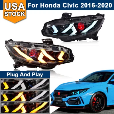 Conjunto de faros LED DRL para Honda Civic 10ª generación 2016-2021 arranque animación Foto 1 de 4