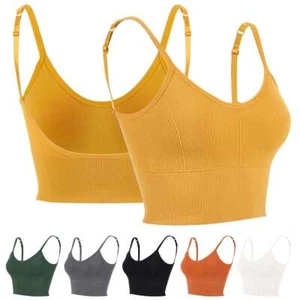 Womens Padded Sports Bra Crop Top Wireless Yoga Push Up Vest Cami Top - Picture 1 of 17
