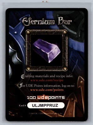 World of Warcraft TCG 2008 Eternium Bar 100 UDE Points WOW Expired Code - Image 1 of 2
