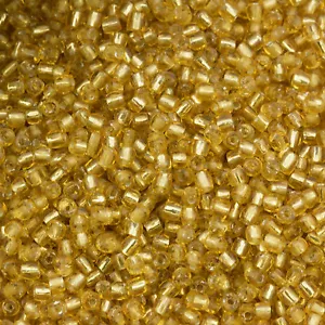 Vintage Tschechische Rocailles 3 Schliff 9/0 Silber Gefüttert Gold 10g 10621001 - Bild 1 von 2