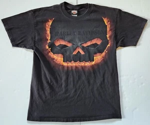 Camicia Vrg Harley Davidson Uomo Large Nero TESCHIO Grafica Seaford Delaware Y2k - Foto 1 di 7