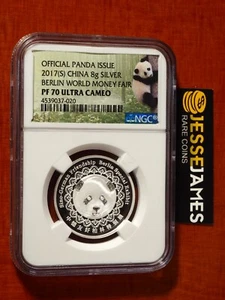 2017 (S) CHINA SILVER PROOF PANDA NGC PF70 BERLIN WORLD MONEY FAIR 8G - Picture 1 of 2