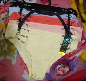 5 XOXO INTIMATES XO9332 5PKE LOGO STRING ACCENT COTTON HIPSTER PANTIES M - Picture 1 of 2