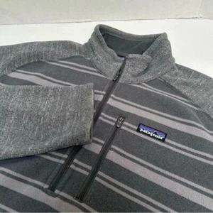 Patagonia Men's Better Sweater Gray Stripe 1/4 Zip size XL - Picture 1 of 5
