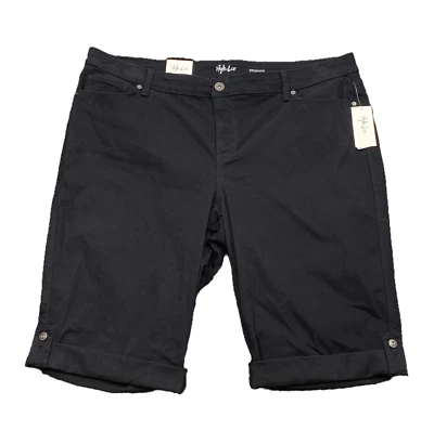 STYLE CO 24W Black Rolled Cuff 5-Pocket Skimmer Shorts - Image 1 of 4