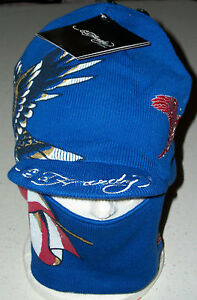 Ed Hardy Snow hat cap Ski Board winter face mask United States USA Xmas blue U.S
